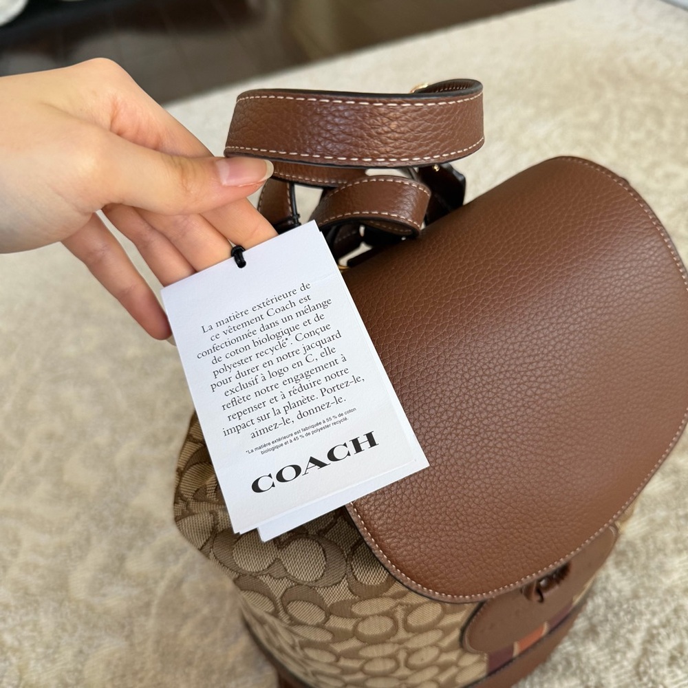 Coach Dempsey Drawstring Backpack In Signature Jacquard, Coach Backpack - Picture 2 of 7